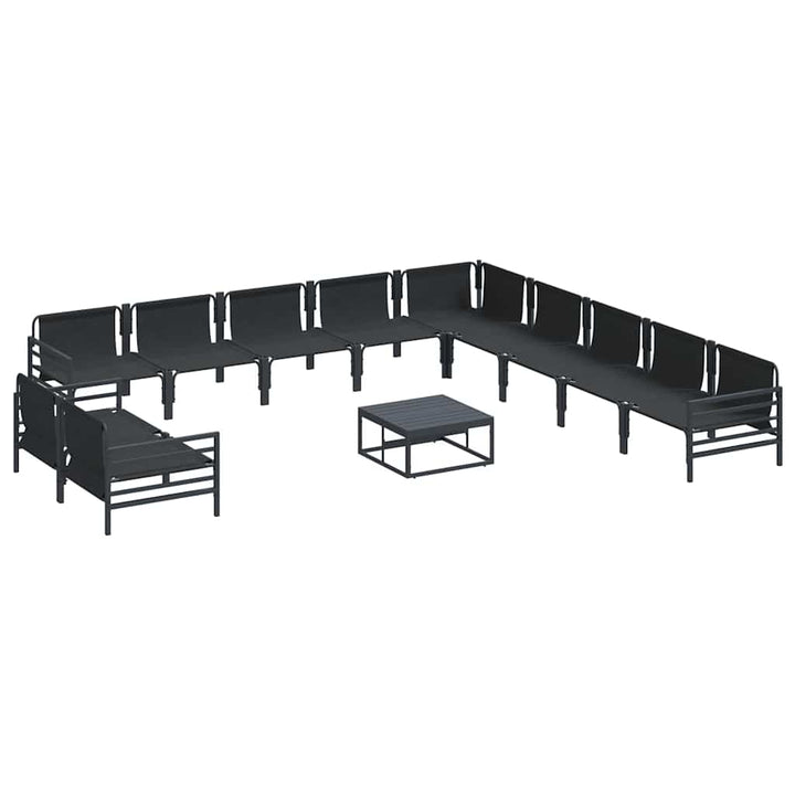 Havesofa Sæt med pude 12 pcs Sort Stål