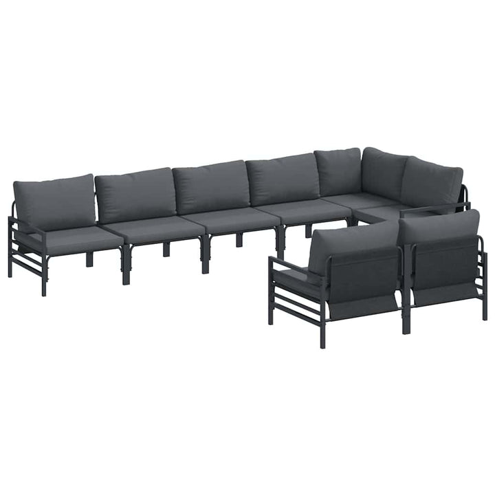 Havesofa Sæt med pude 8 pcs Sort Stål