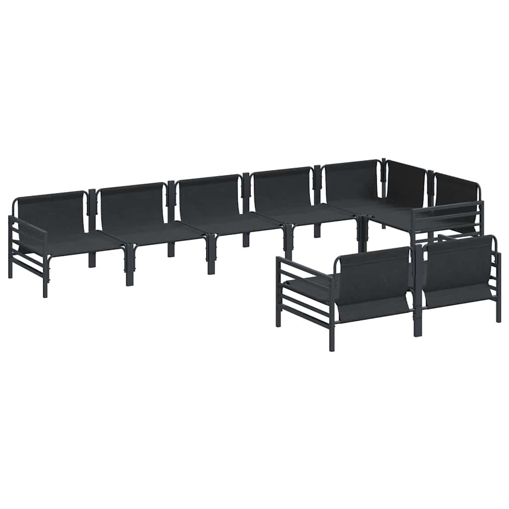 Havesofa Sæt med pude 8 pcs Sort Stål