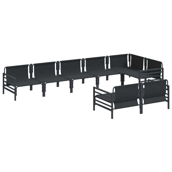 Havesofa Sæt med pude 8 pcs Sort Stål