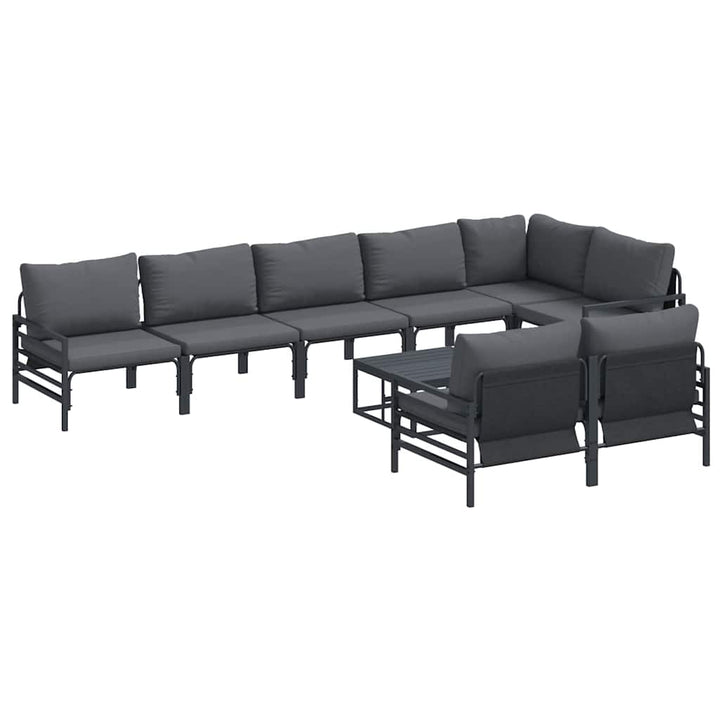 Havesofa Sæt med pude 9 pcs Sort Stål