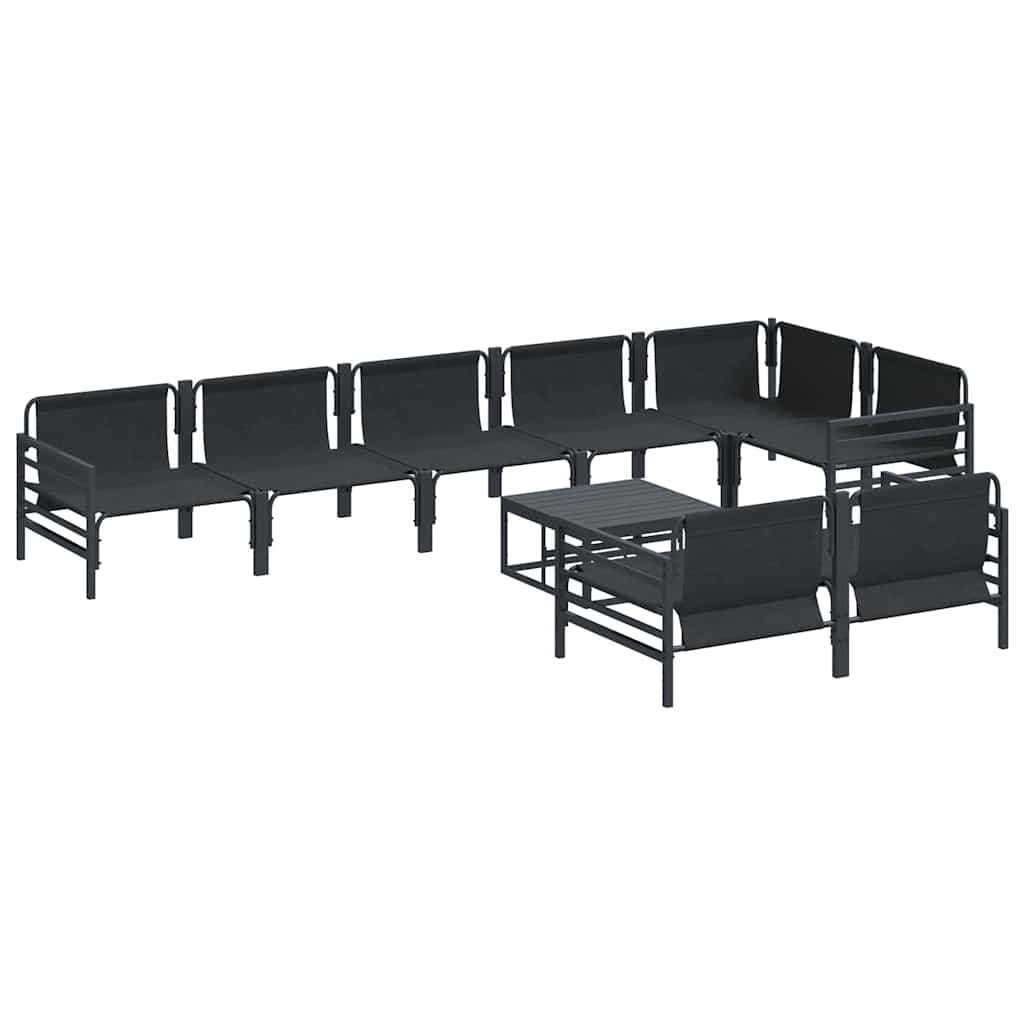 Havesofa Sæt med pude 9 pcs Sort Stål