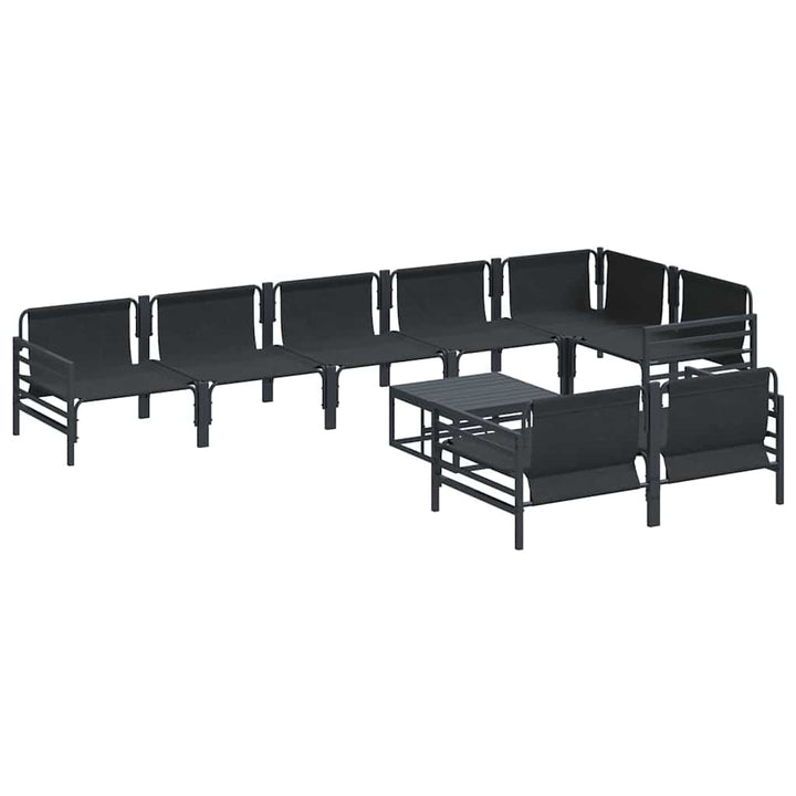 Havesofa Sæt med pude 9 pcs Sort Stål