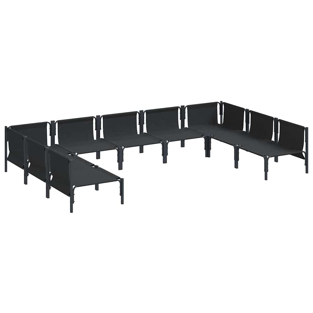 Havesofa Sæt med pude 9 pcs Sort Stål