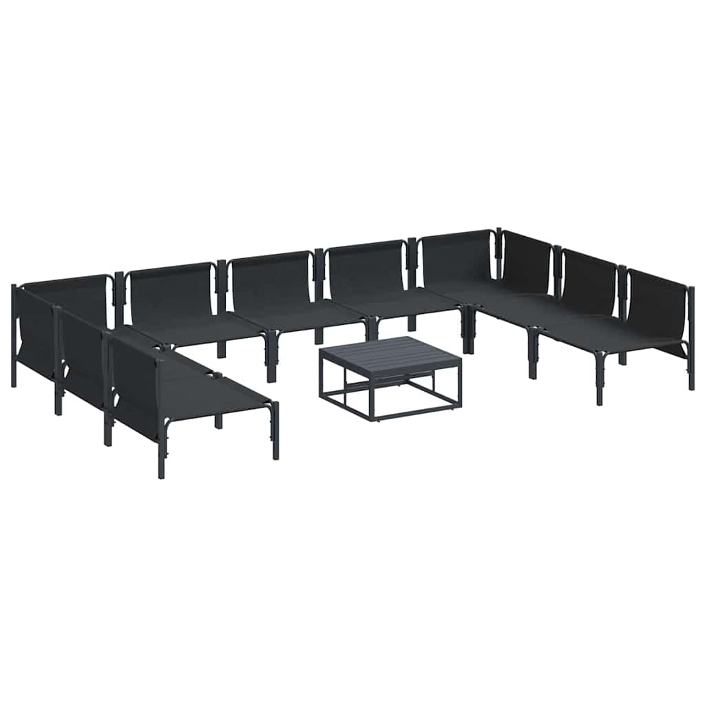 Havesofa Sæt med pude 10 pcs Sort Stål