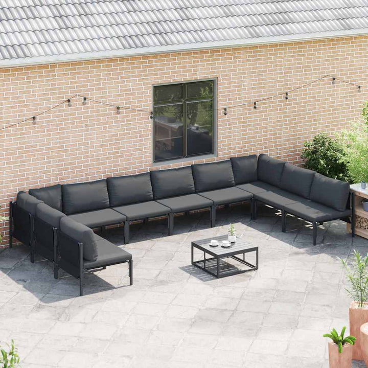 Havesofa Sæt med pude 10 pcs Sort Stål