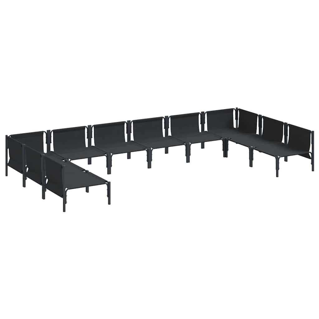 Havesofa Sæt med pude 10 pcs Sort Stål