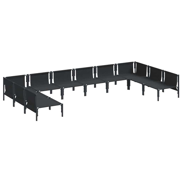 Havesofa Sæt med pude 10 pcs Sort Stål