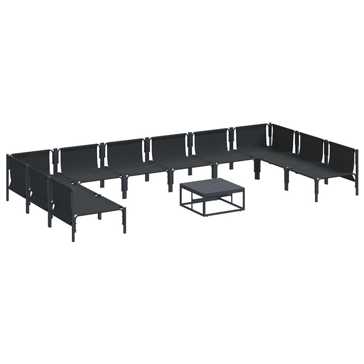 Havesofa Sæt med pude 11 pcs Sort Stål