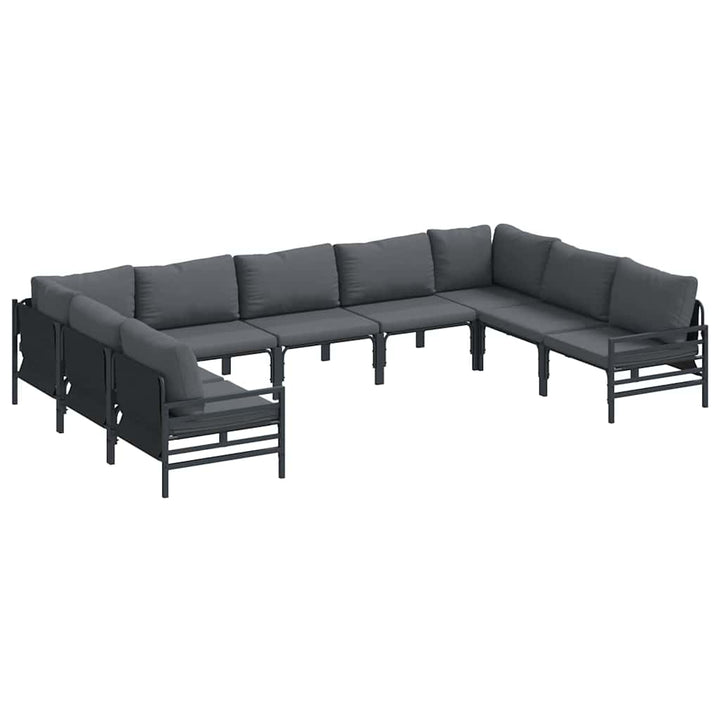 Havesofa Sæt med pude 9 pcs Sort Stål