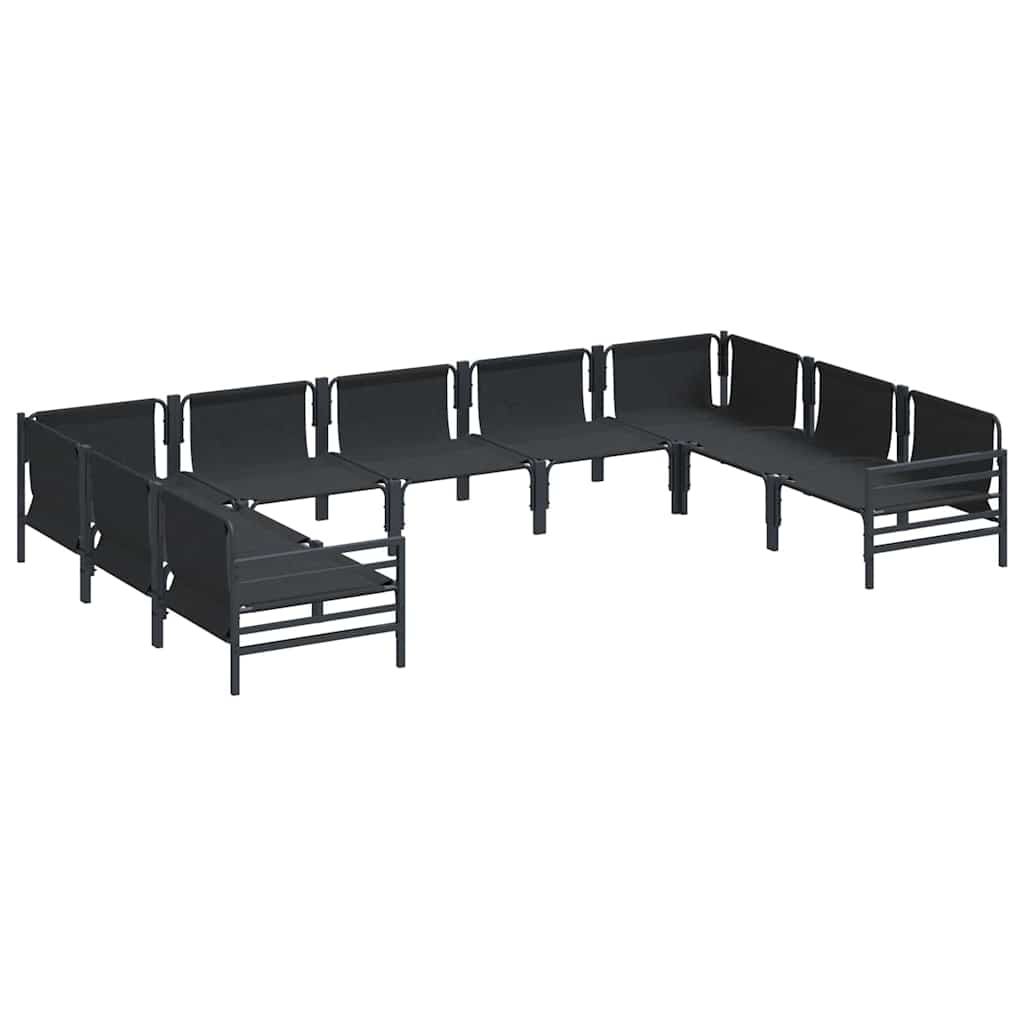 Havesofa Sæt med pude 9 pcs Sort Stål