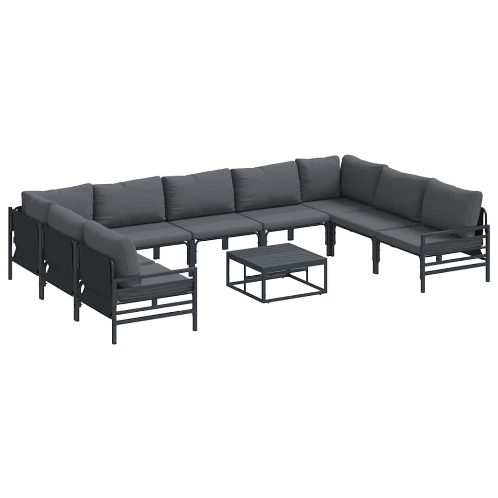Havesofa Sæt med pude 10 pcs Sort Stål