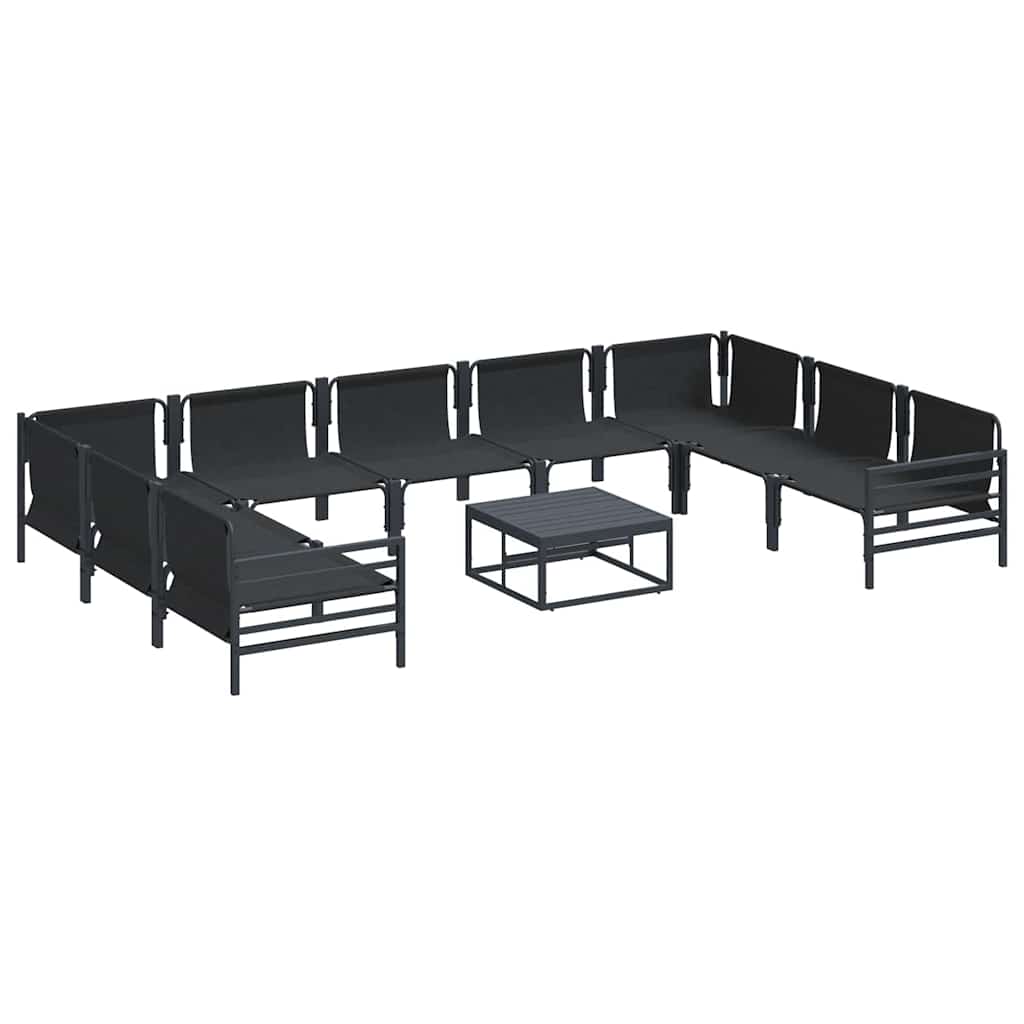 Havesofa Sæt med pude 10 pcs Sort Stål