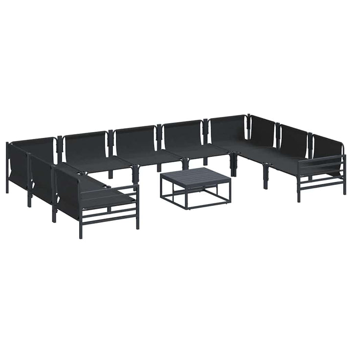Havesofa Sæt med pude 10 pcs Sort Stål
