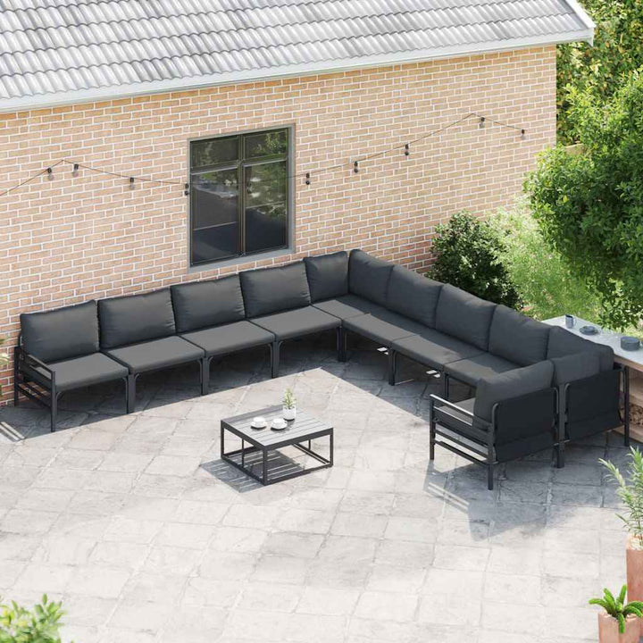 Havesofa Sæt med pude 10 pcs Sort Stål