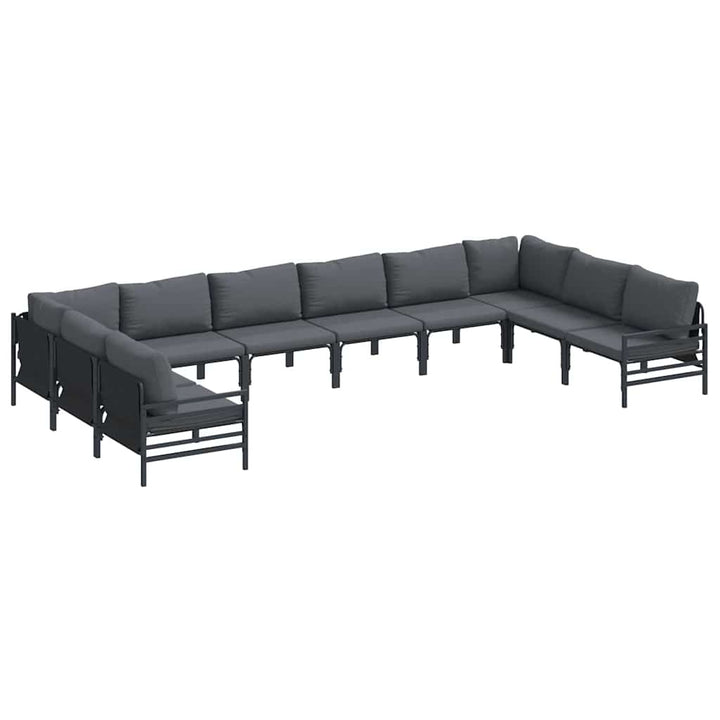 Havesofa Sæt med pude 10 pcs Sort Stål