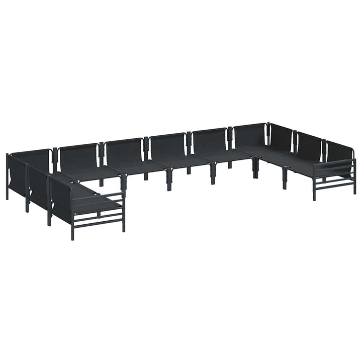 Havesofa Sæt med pude 10 pcs Sort Stål