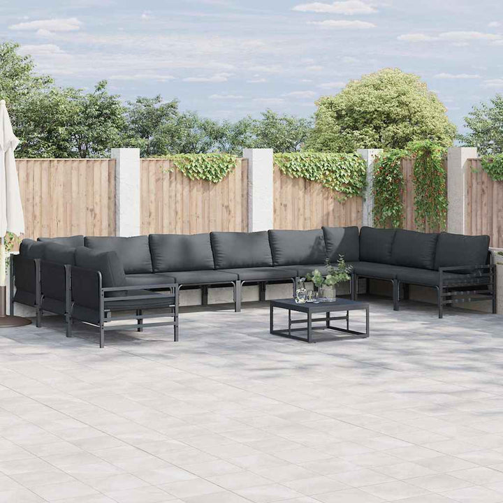 Havesofa Sæt med pude 11 pcs Sort Stål