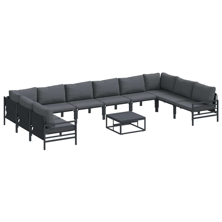 Havesofa Sæt med pude 11 pcs Sort Stål