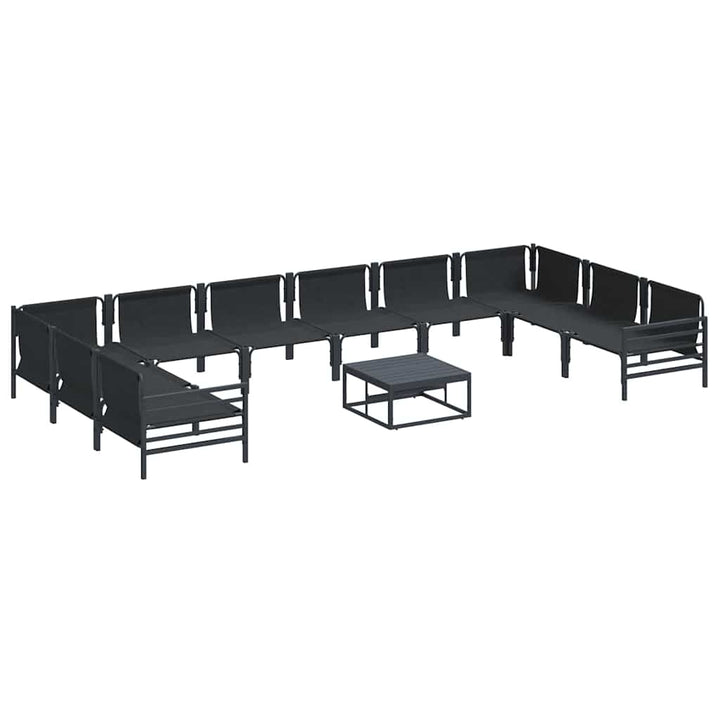 Havesofa Sæt med pude 11 pcs Sort Stål