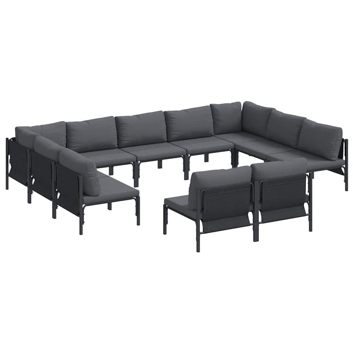 Havesofa Sæt med pude 11 pcs Sort Stål