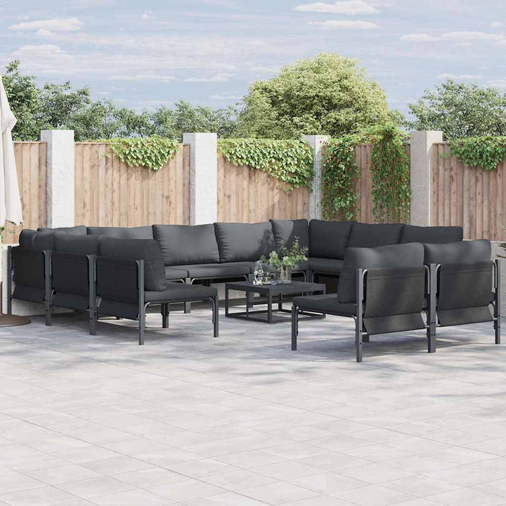 Havesofa Sæt med pude 12 pcs Sort Stål