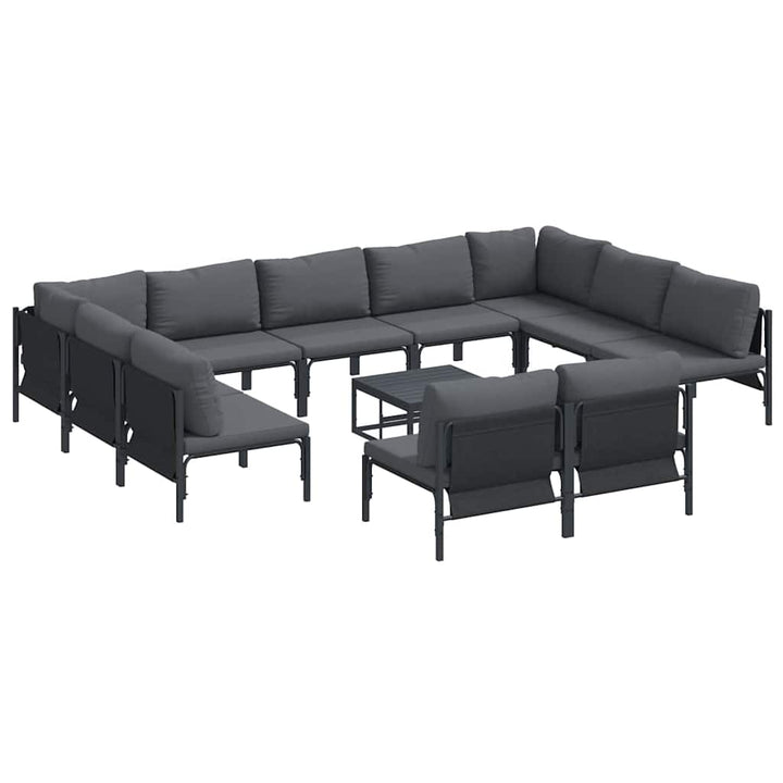 Havesofa Sæt med pude 12 pcs Sort Stål
