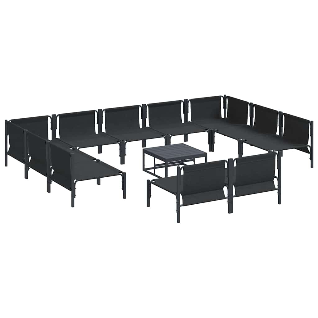 Havesofa Sæt med pude 12 pcs Sort Stål
