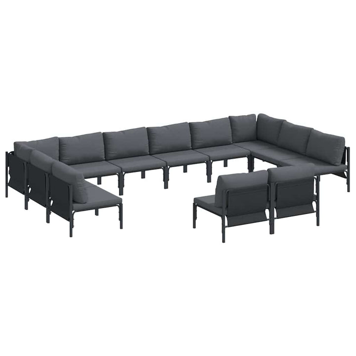 Havesofa Sæt med pude 12 pcs Sort Stål