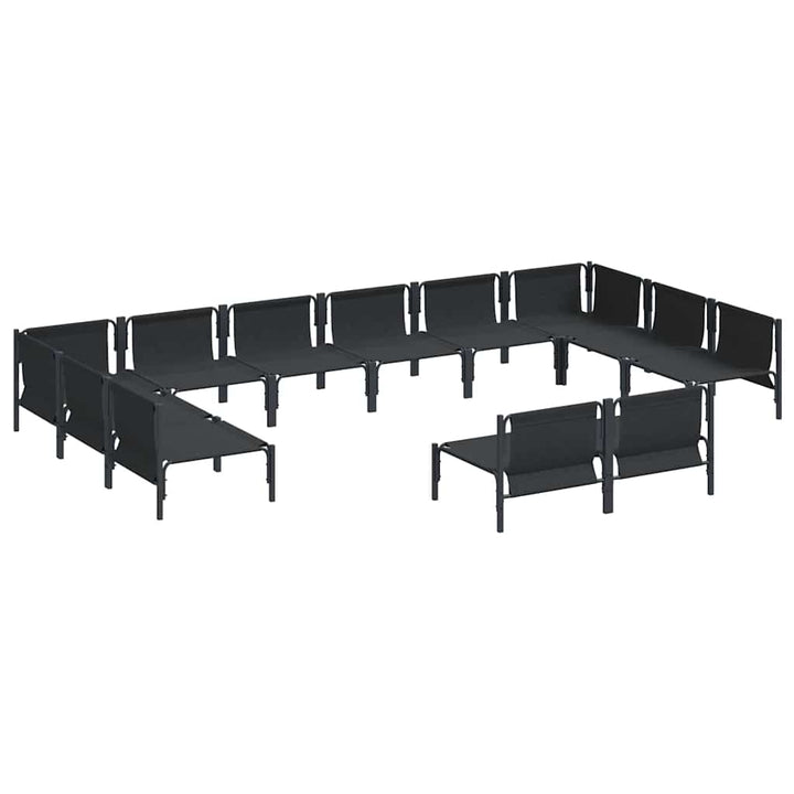 Havesofa Sæt med pude 12 pcs Sort Stål