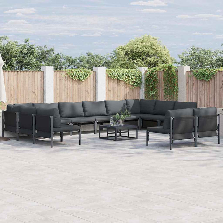 Havesofa Sæt med pude 13 pcs Sort Stål