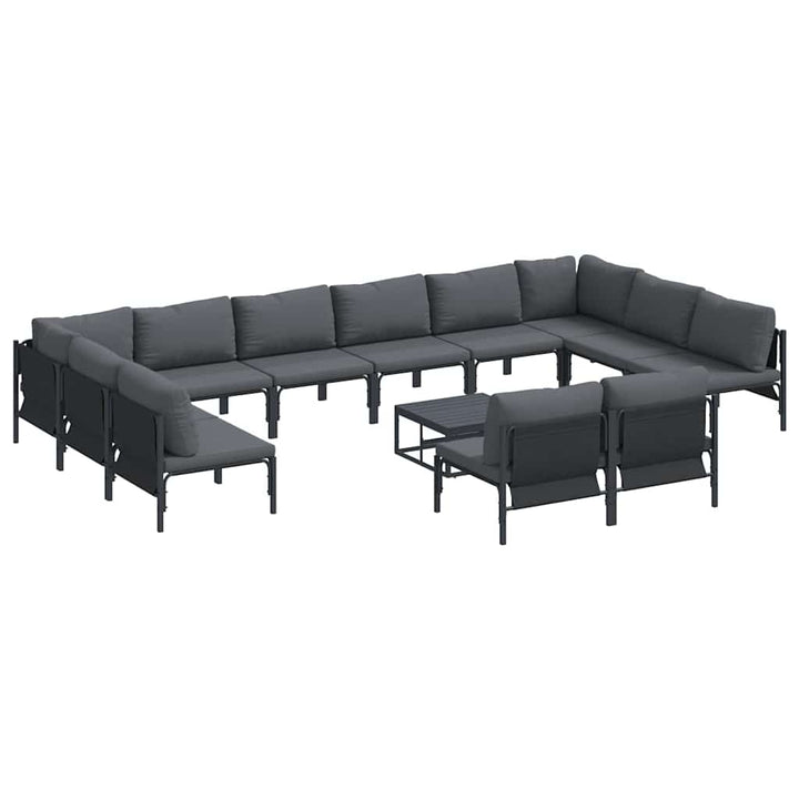 Havesofa Sæt med pude 13 pcs Sort Stål