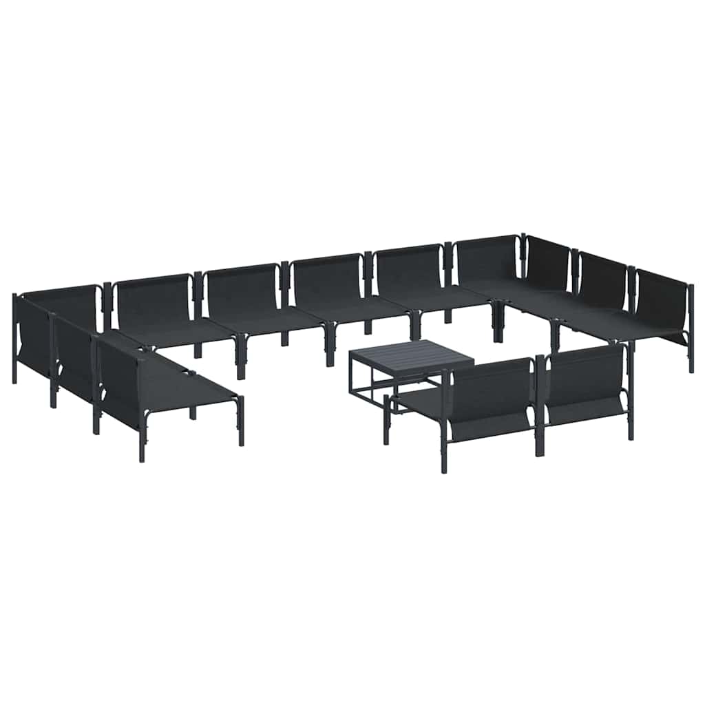 Havesofa Sæt med pude 13 pcs Sort Stål
