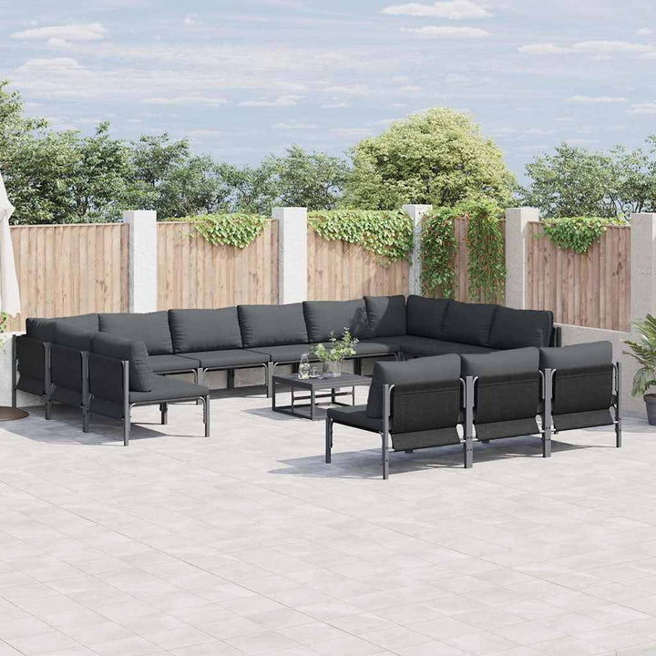 Havesofa Sæt med pude 13 pcs Sort Stål