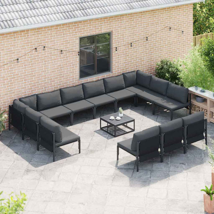 Havesofa Sæt med pude 13 pcs Sort Stål