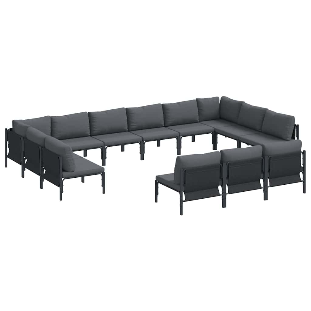 Havesofa Sæt med pude 13 pcs Sort Stål