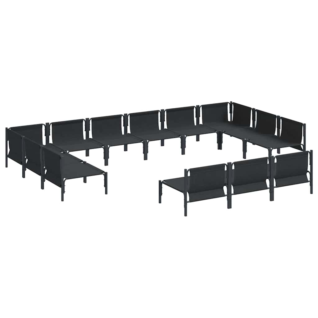 Havesofa Sæt med pude 13 pcs Sort Stål