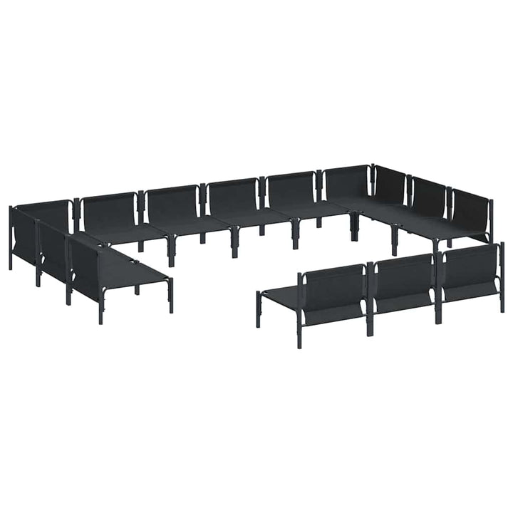 Havesofa Sæt med pude 13 pcs Sort Stål