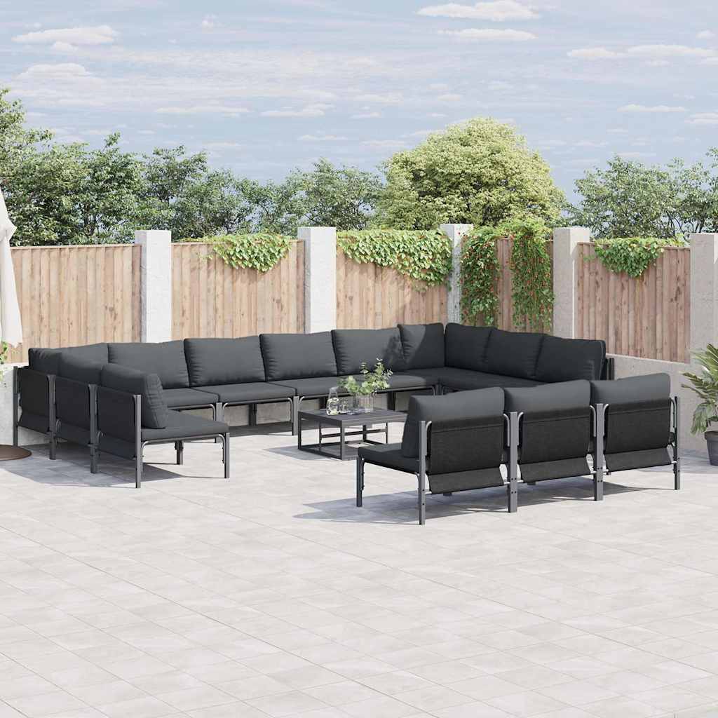 Havesofa Sæt 14 stk. Sort Stål