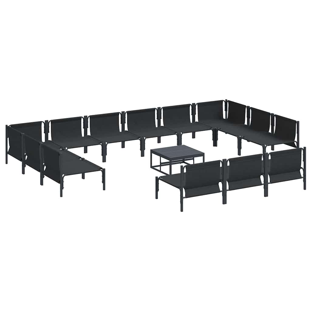 Havesofa Sæt med pude 14 pcs Sort Stål