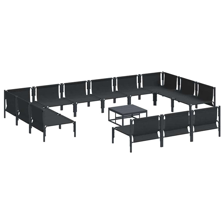 Havesofa Sæt med pude 14 pcs Sort Stål