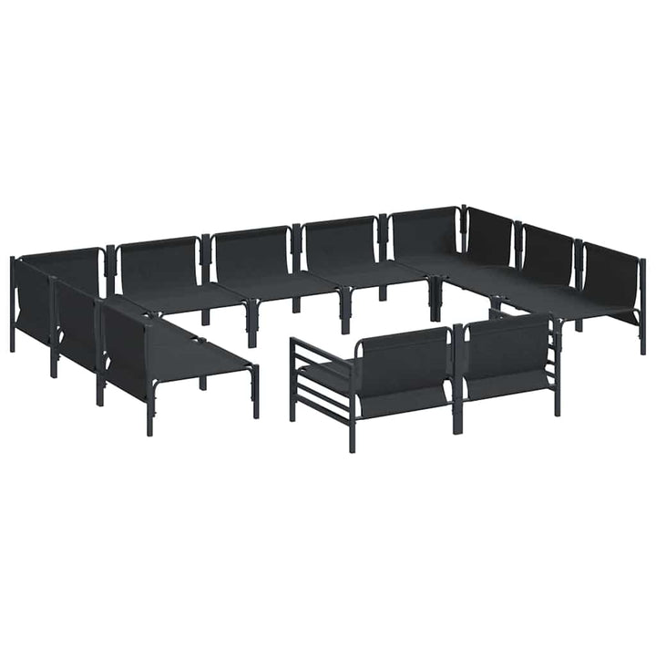 Havesofa Sæt med pude 11 pcs Sort Stål