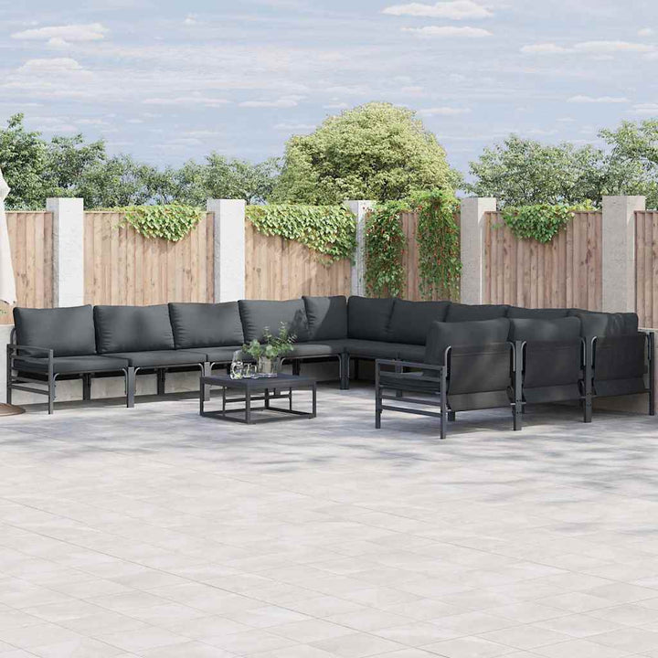 Havesofa Sæt med pude 12 pcs Sort Stål