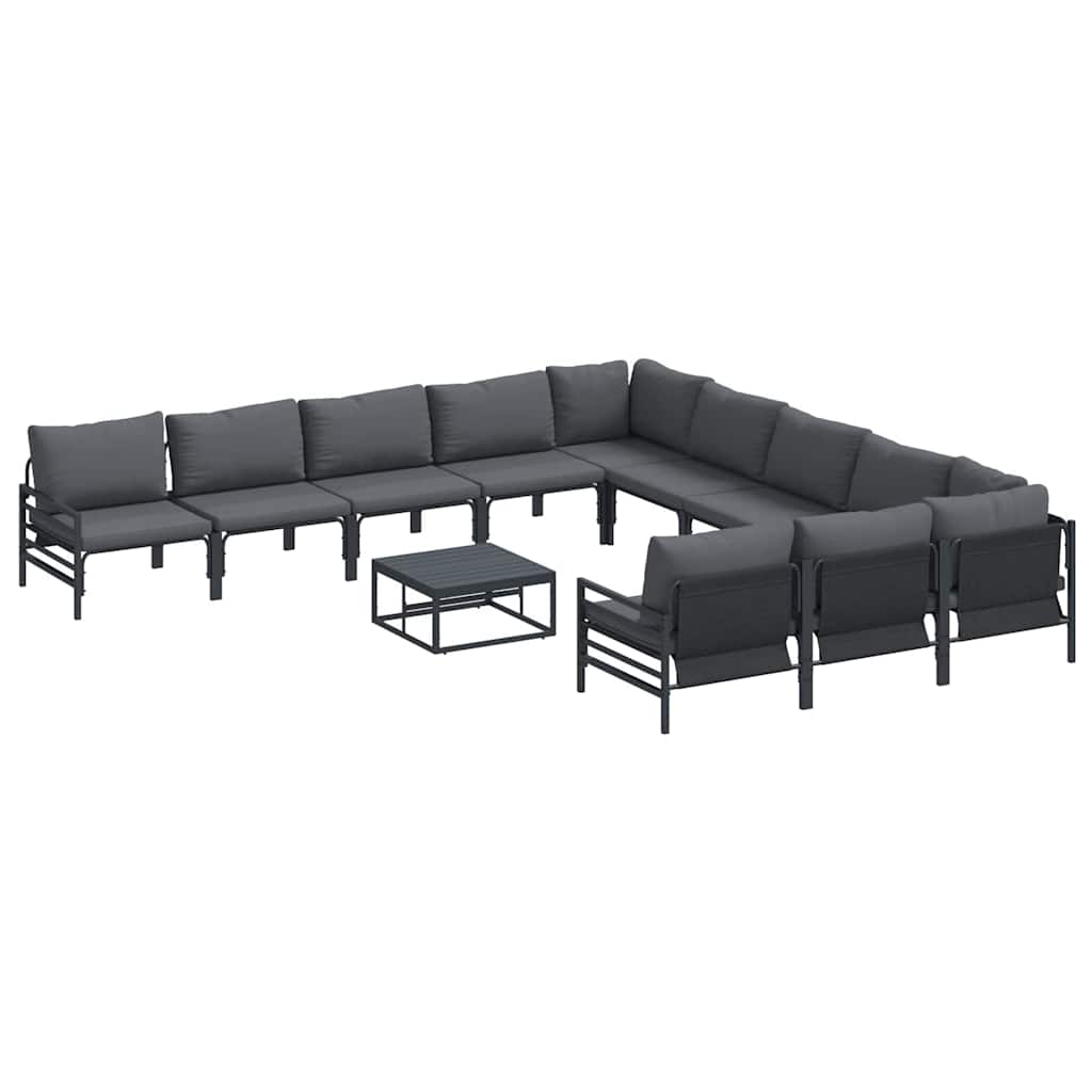 Havesofa Sæt med pude 12 pcs Sort Stål