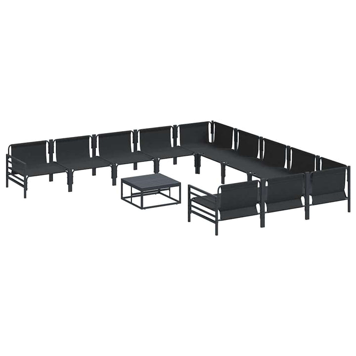 Havesofa Sæt med pude 12 pcs Sort Stål