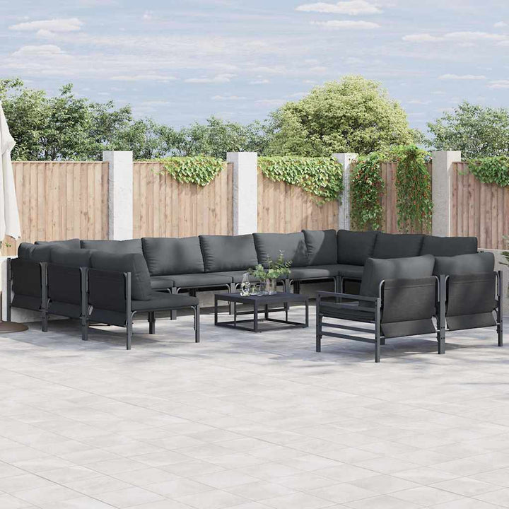 Havesofa Sæt med pude 12 pcs Sort Stål