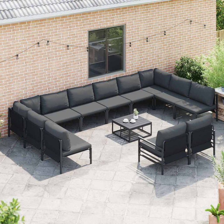 Havesofa Sæt med pude 12 pcs Sort Stål