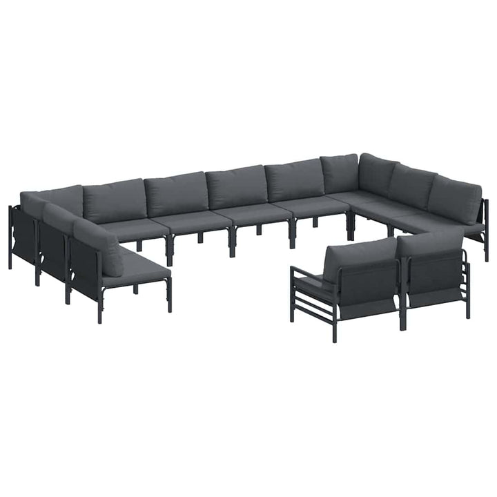 Havesofa Sæt med pude 12 pcs Sort Stål