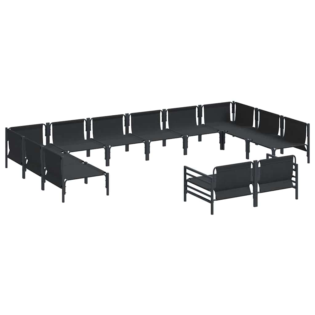 Havesofa Sæt med pude 12 pcs Sort Stål