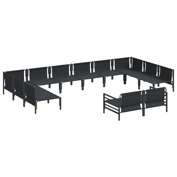 Havesofa Sæt med pude 12 pcs Sort Stål